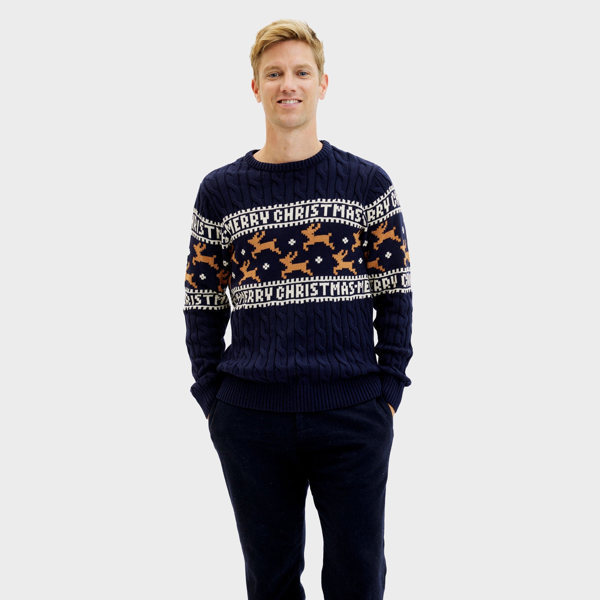 Den Eleganta Jultröja Blå - Herr.