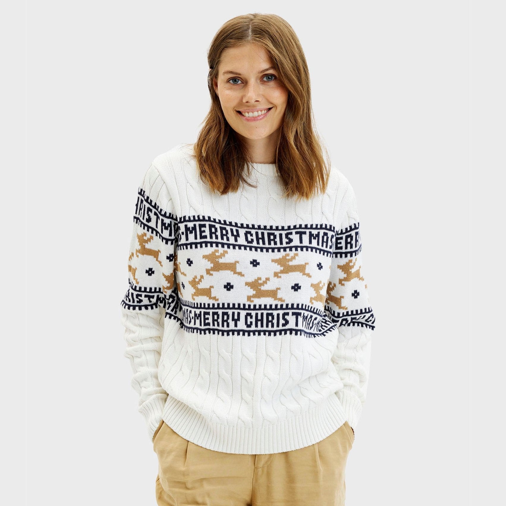 Den Eleganta Jultröja Vit - Dam.