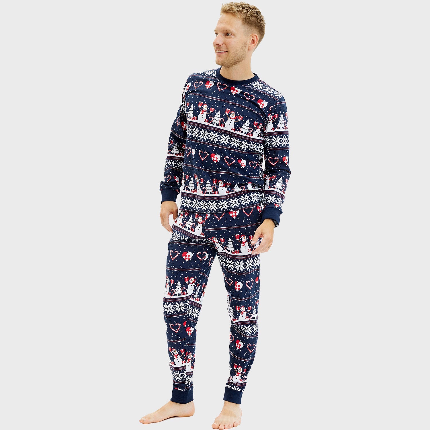 Julhjärta Pyjamas Marinblå - Herr.