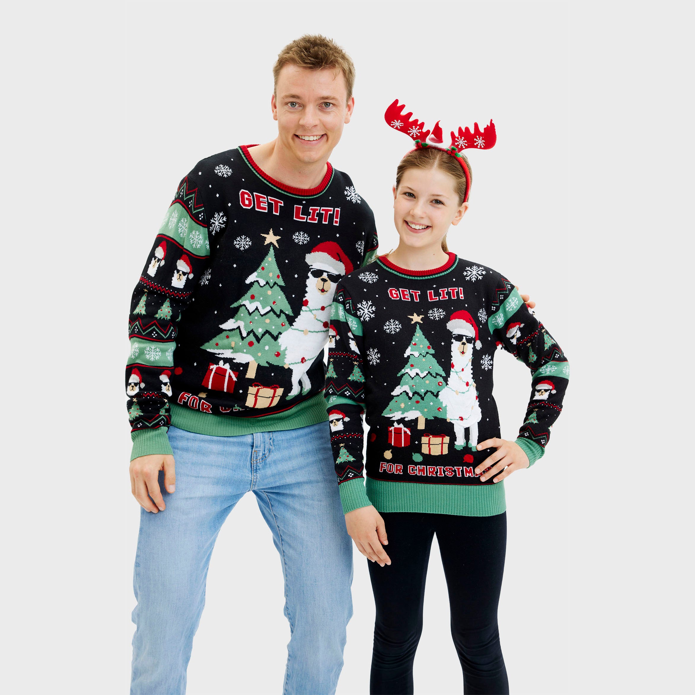 Get Lit Llama Christmas Sweater - Dam