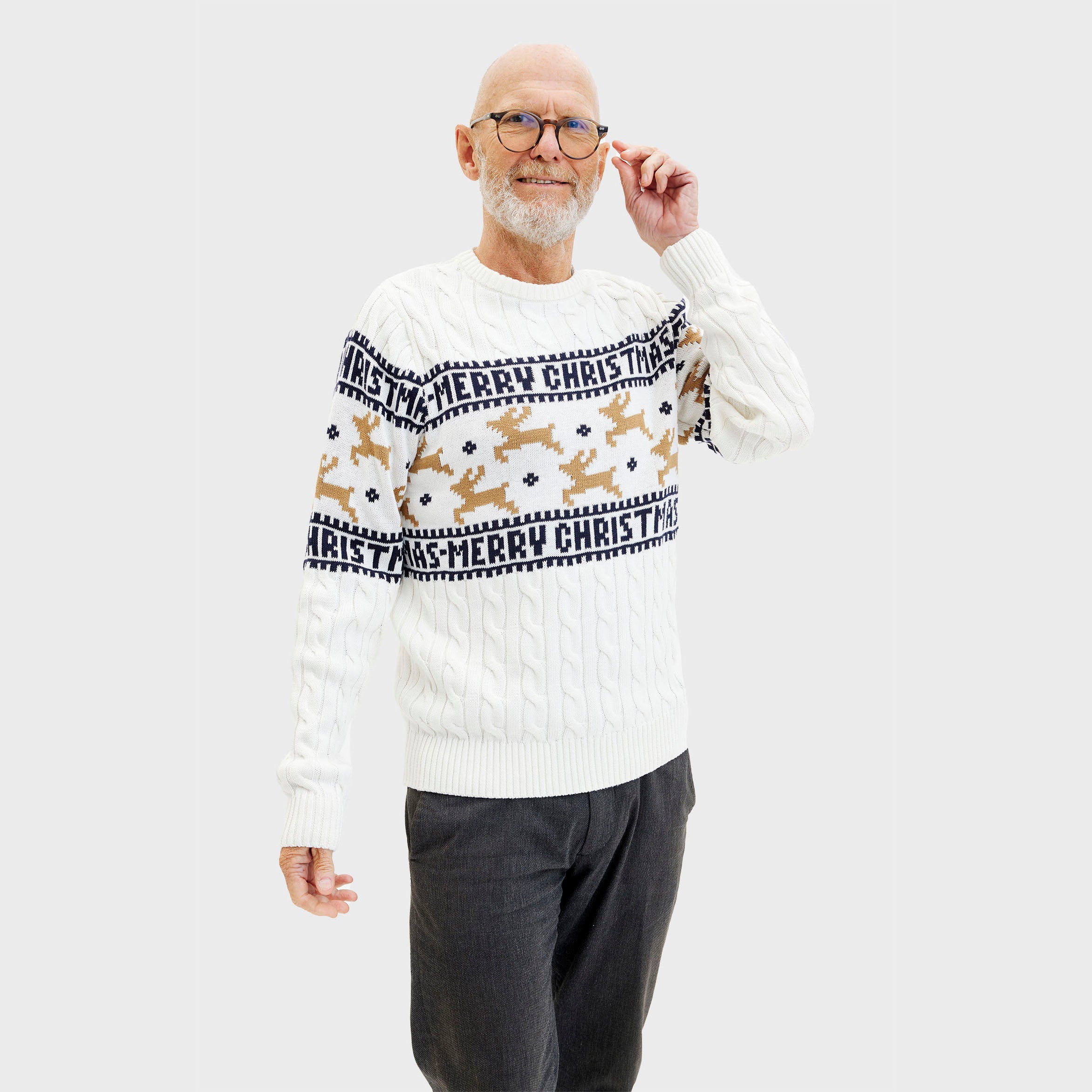 Den Eleganta Jultröja Vit - Herr.