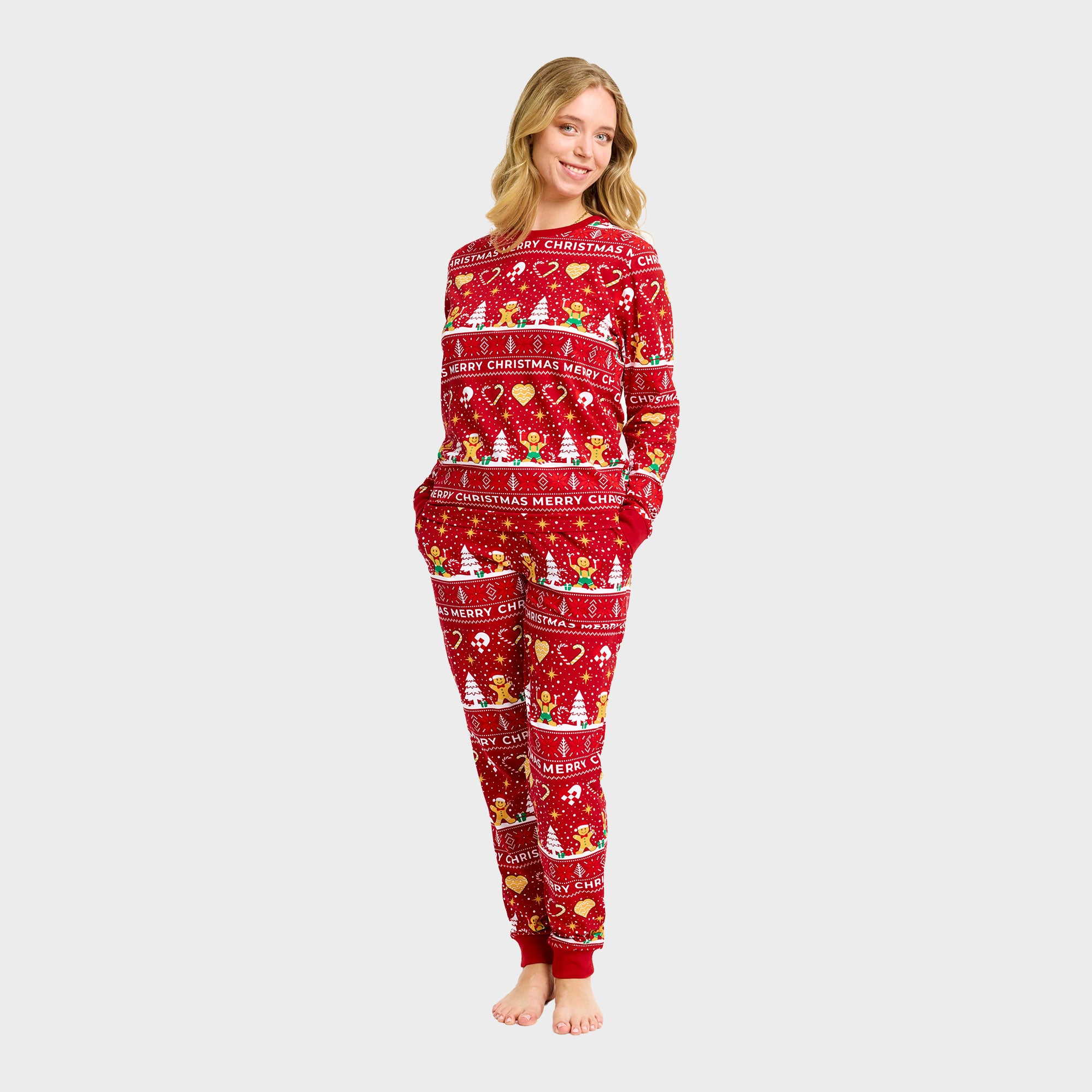 Christmas Cookie julpyjamas röd – Dam