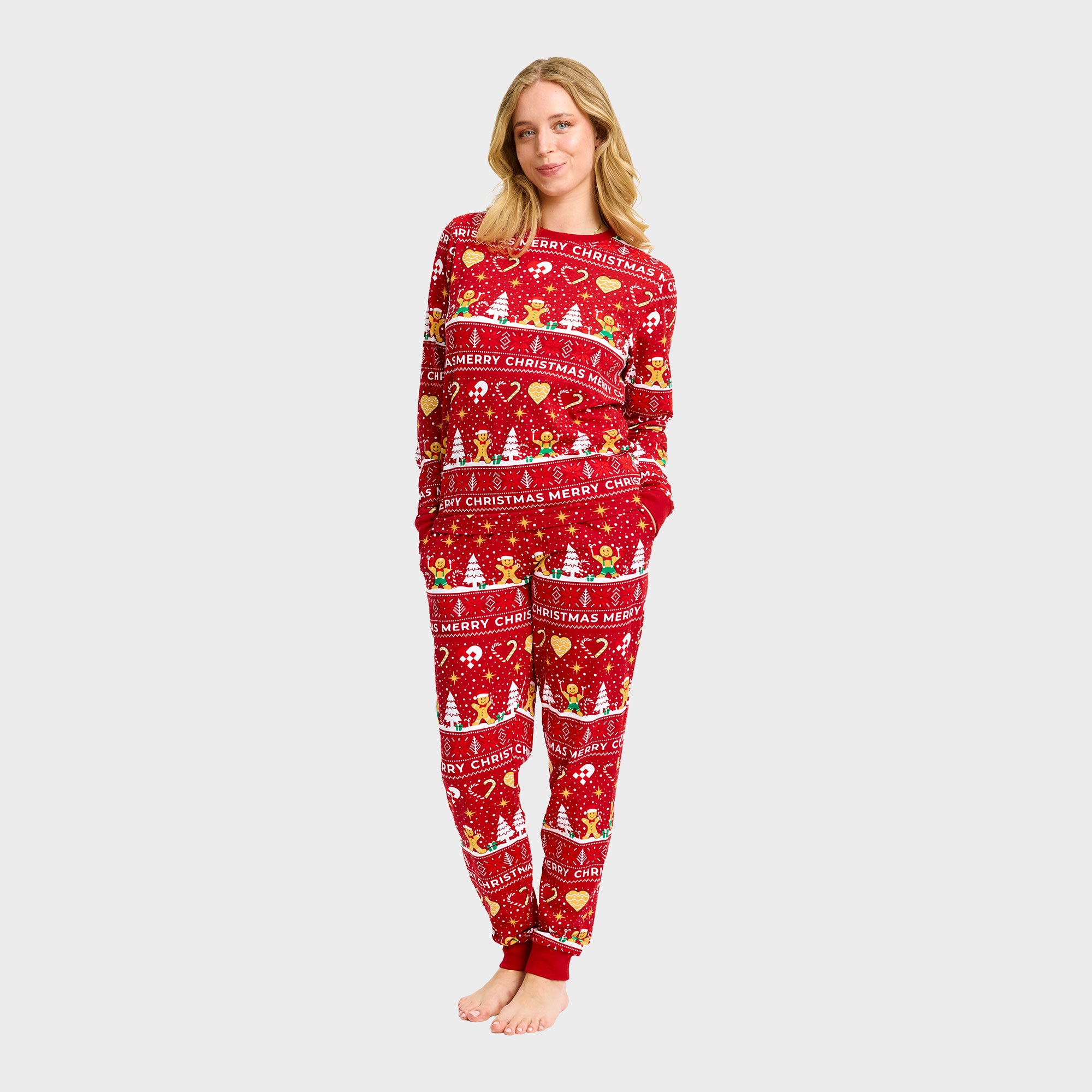 Christmas Cookie julpyjamas röd – Dam