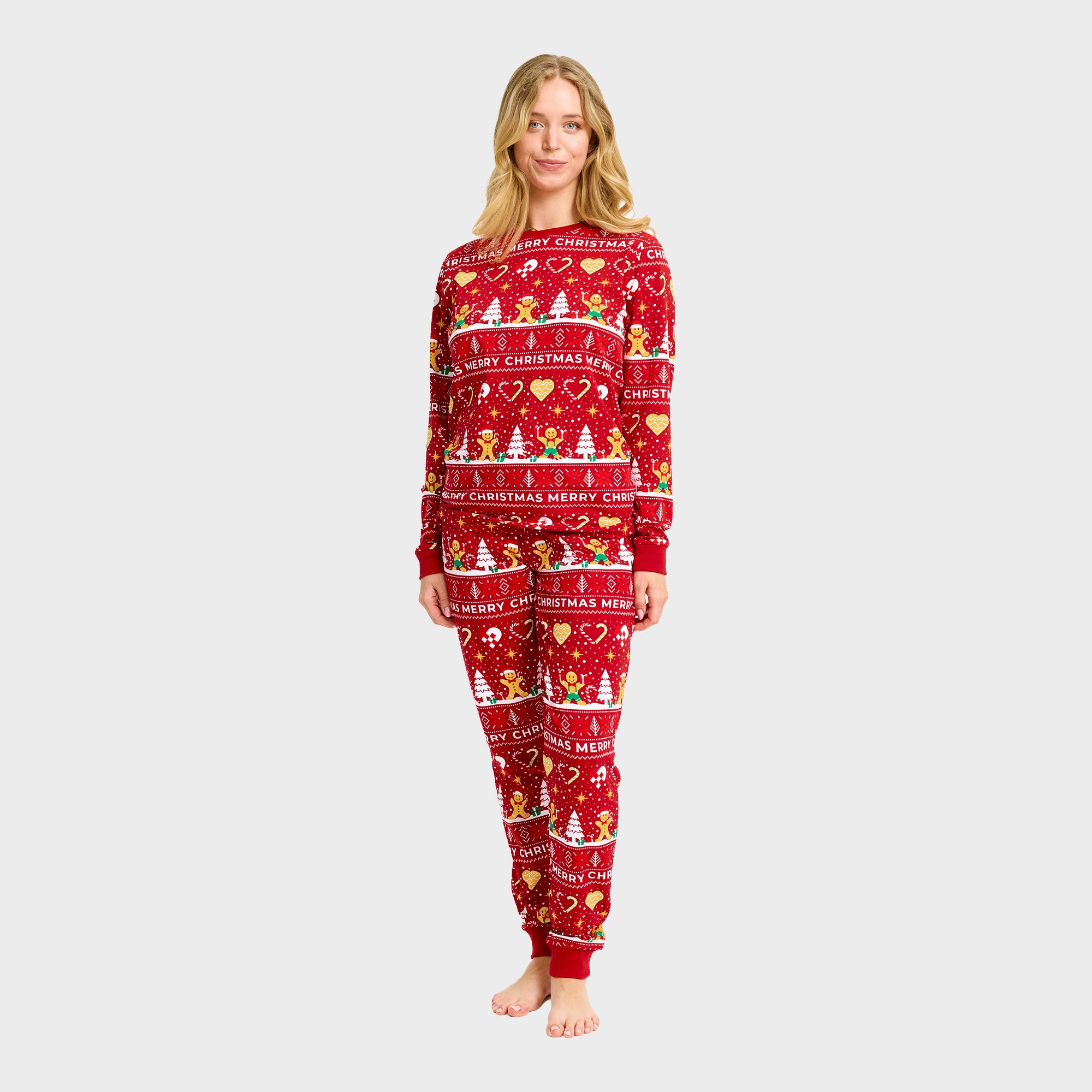 Christmas Cookie julpyjamas röd – Dam