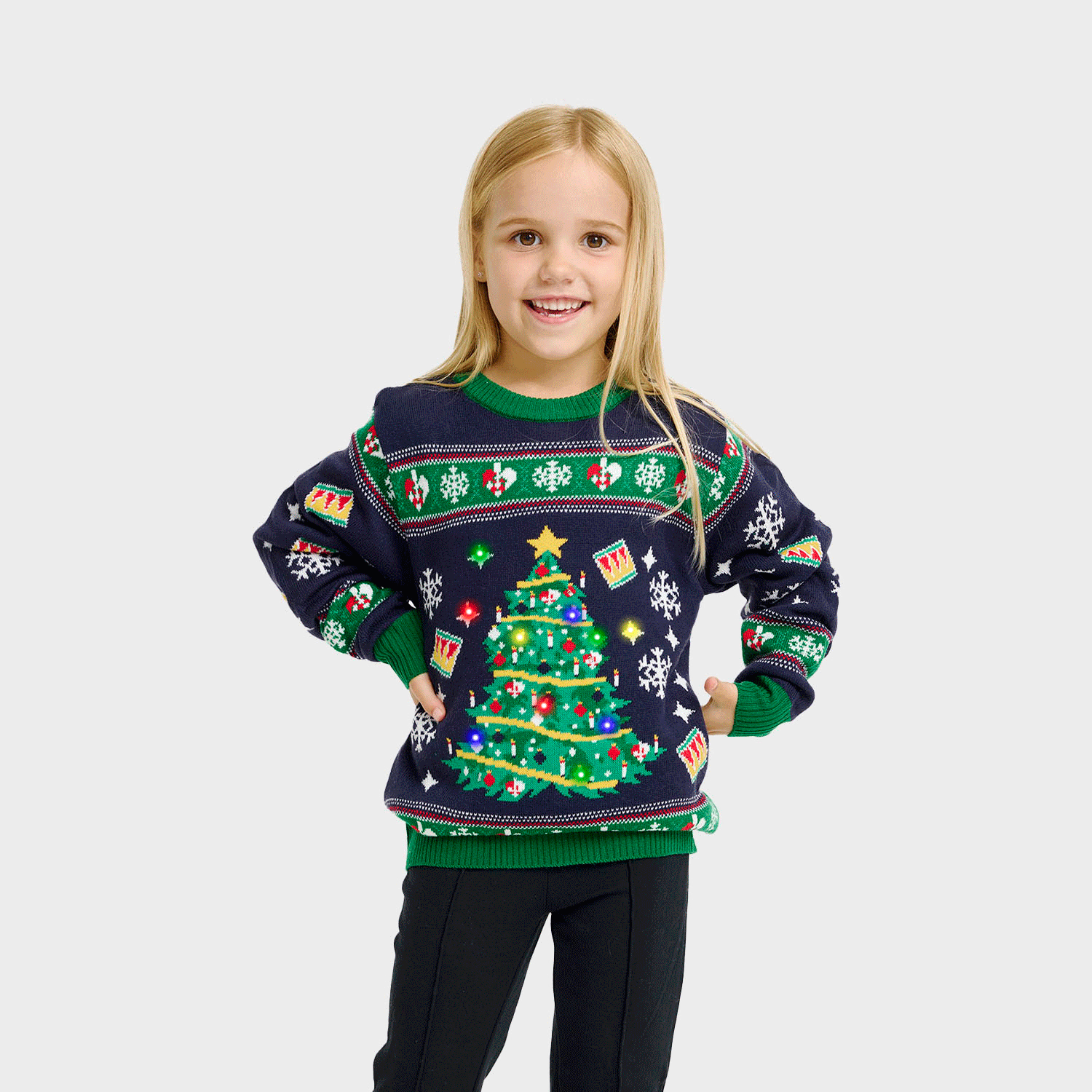 Julgranens Jultröja LED Marinblå - Barn
