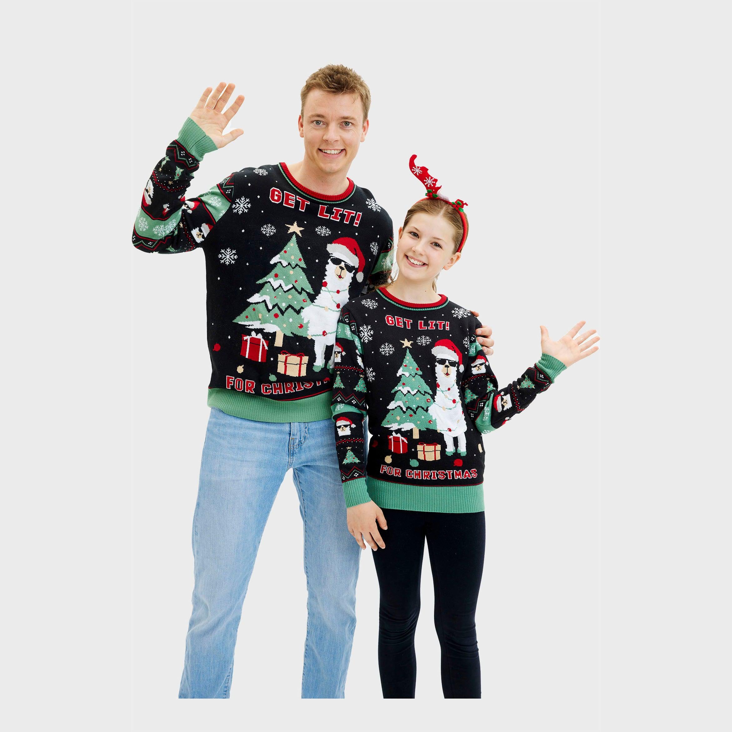Get Lit Llama Christmas Sweater - Herr