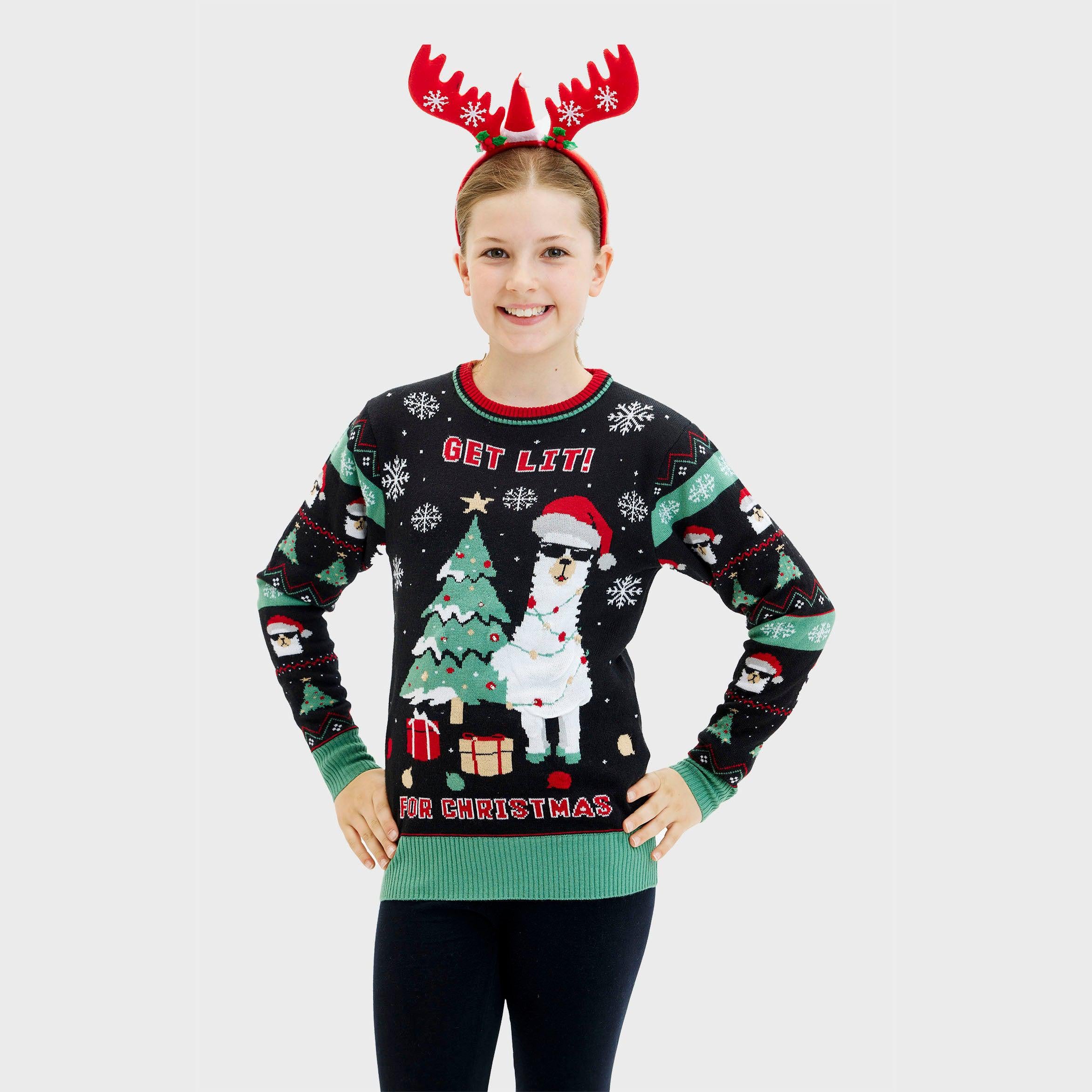 Get Lit Llama Christmas Sweater - Dam