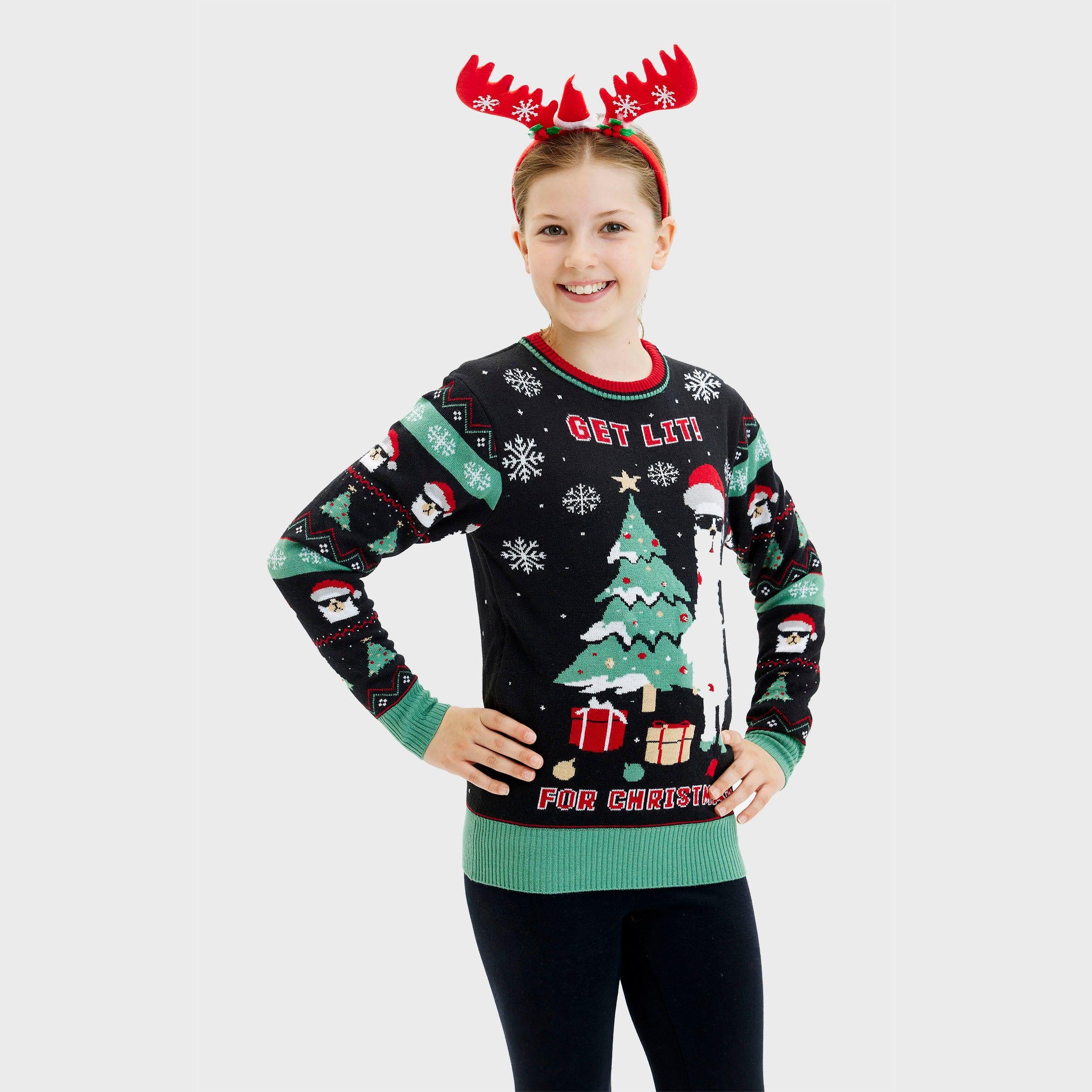 Get Lit Llama Christmas Sweater - Dam