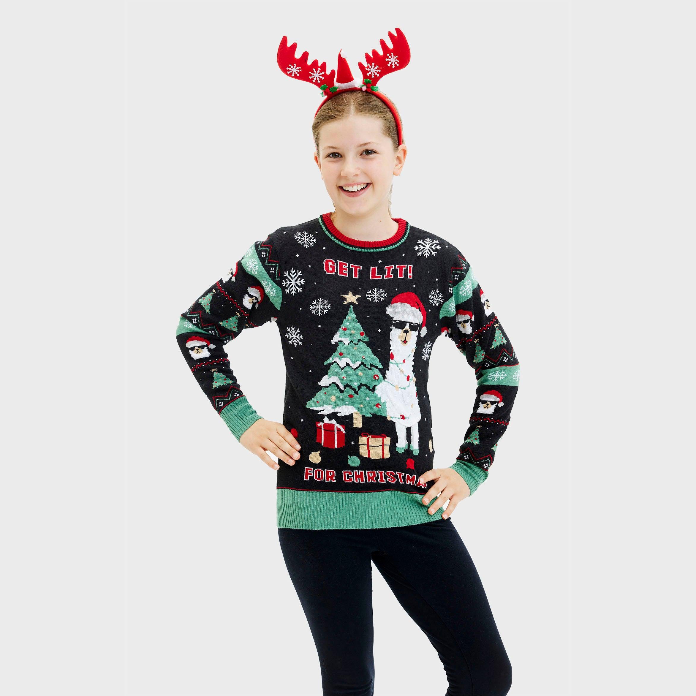 Get Lit Llama Christmas Sweater - Dam