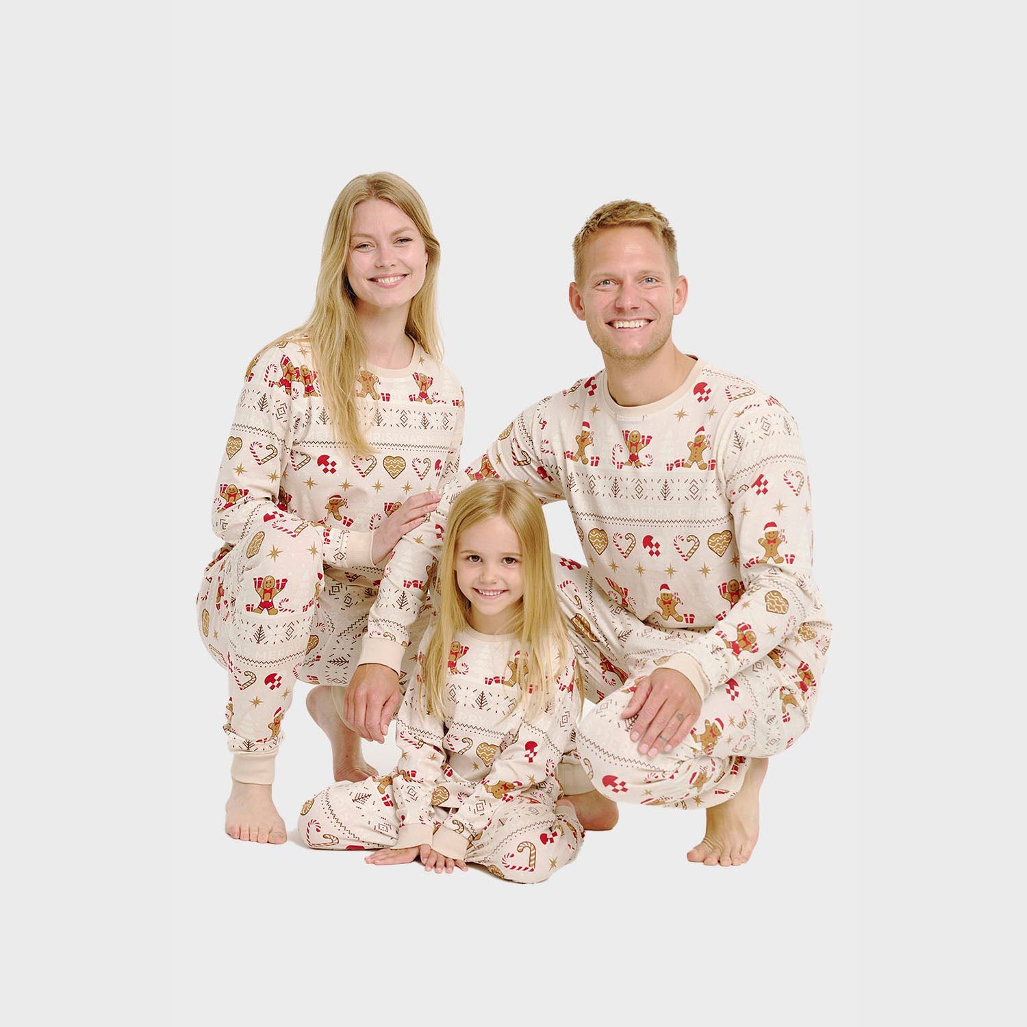 Christmas Cookie julpyjamas beige – Herr