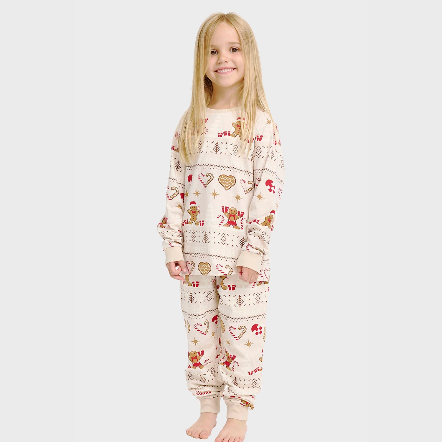 Christmas Cookie julpyjamas beige – Barn