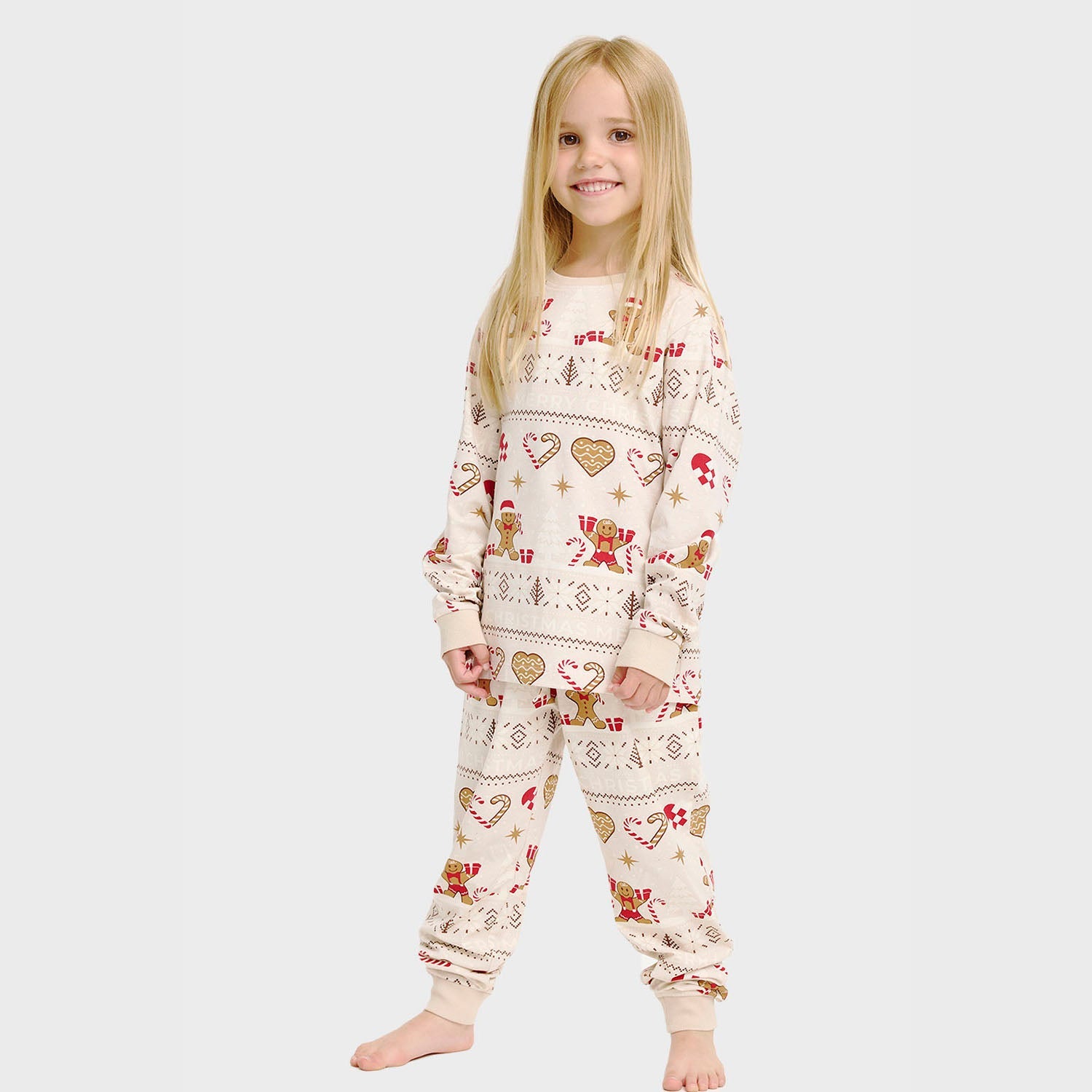 Christmas Cookie julpyjamas beige – Barn