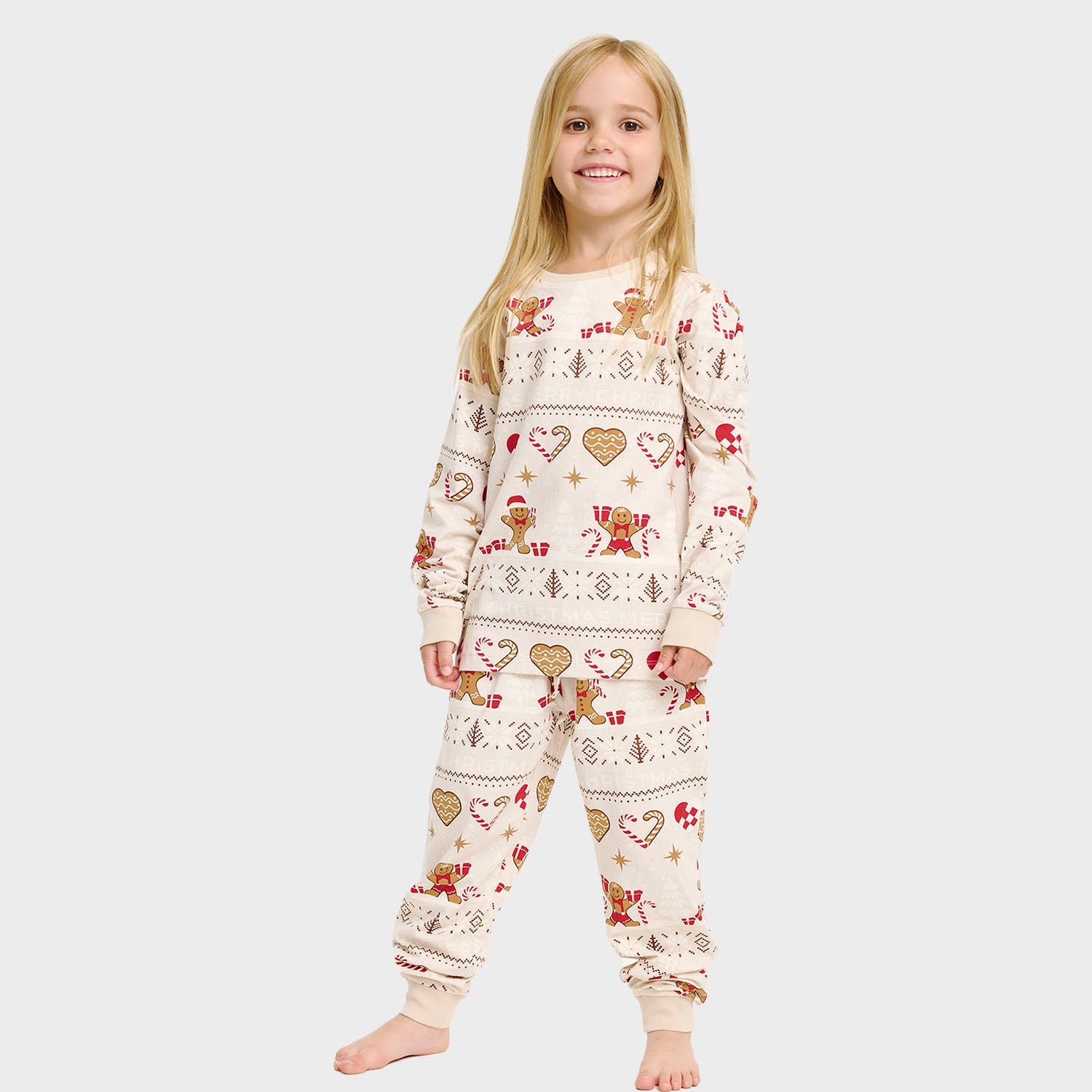 Christmas Cookie julpyjamas beige – Barn
