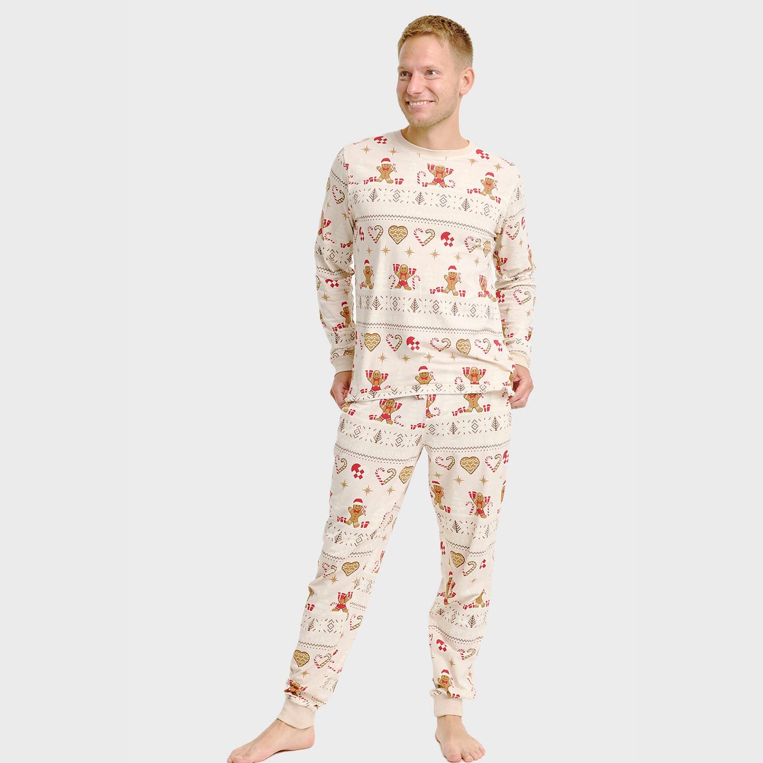 Christmas Cookie julpyjamas beige – Herr