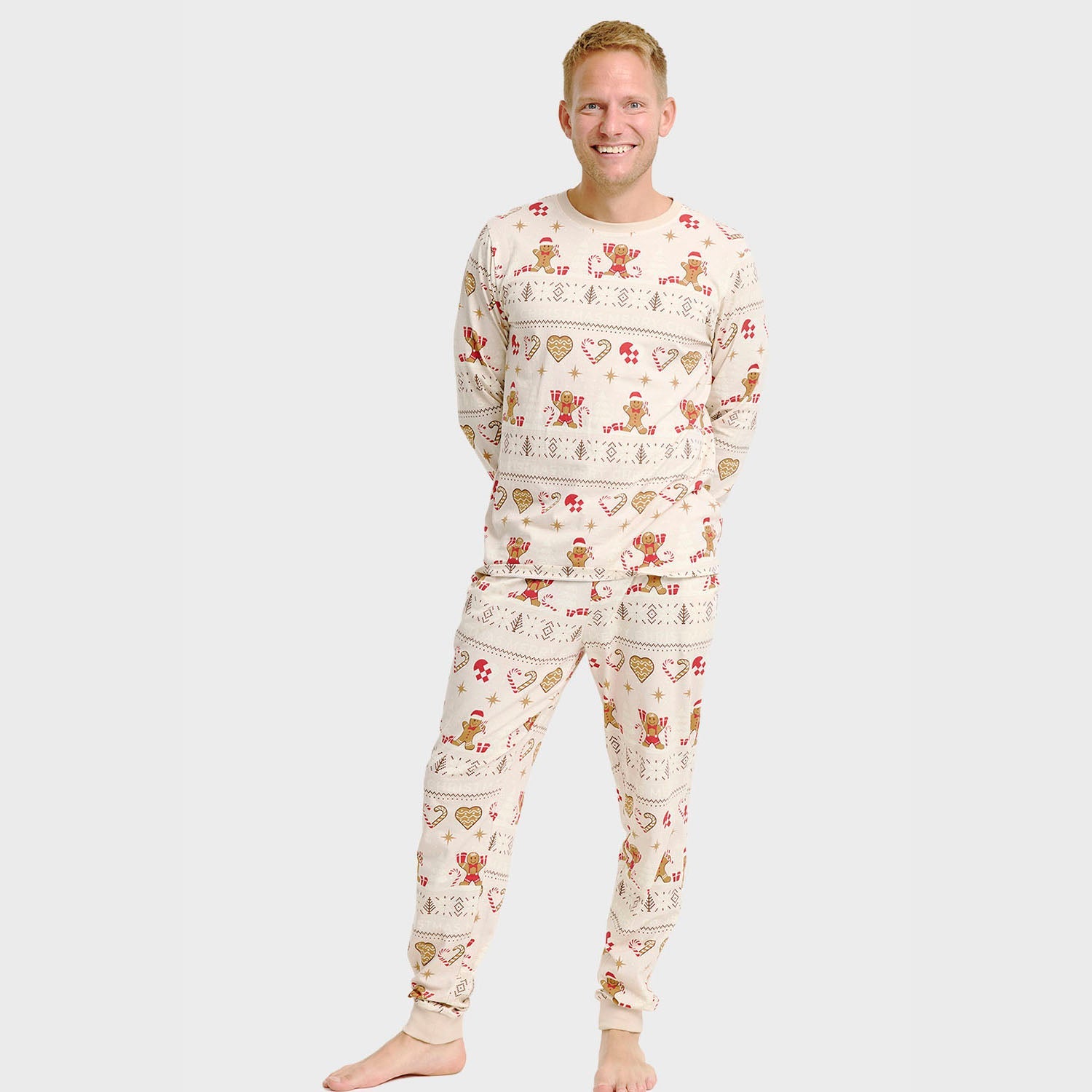 Christmas Cookie julpyjamas beige – Herr