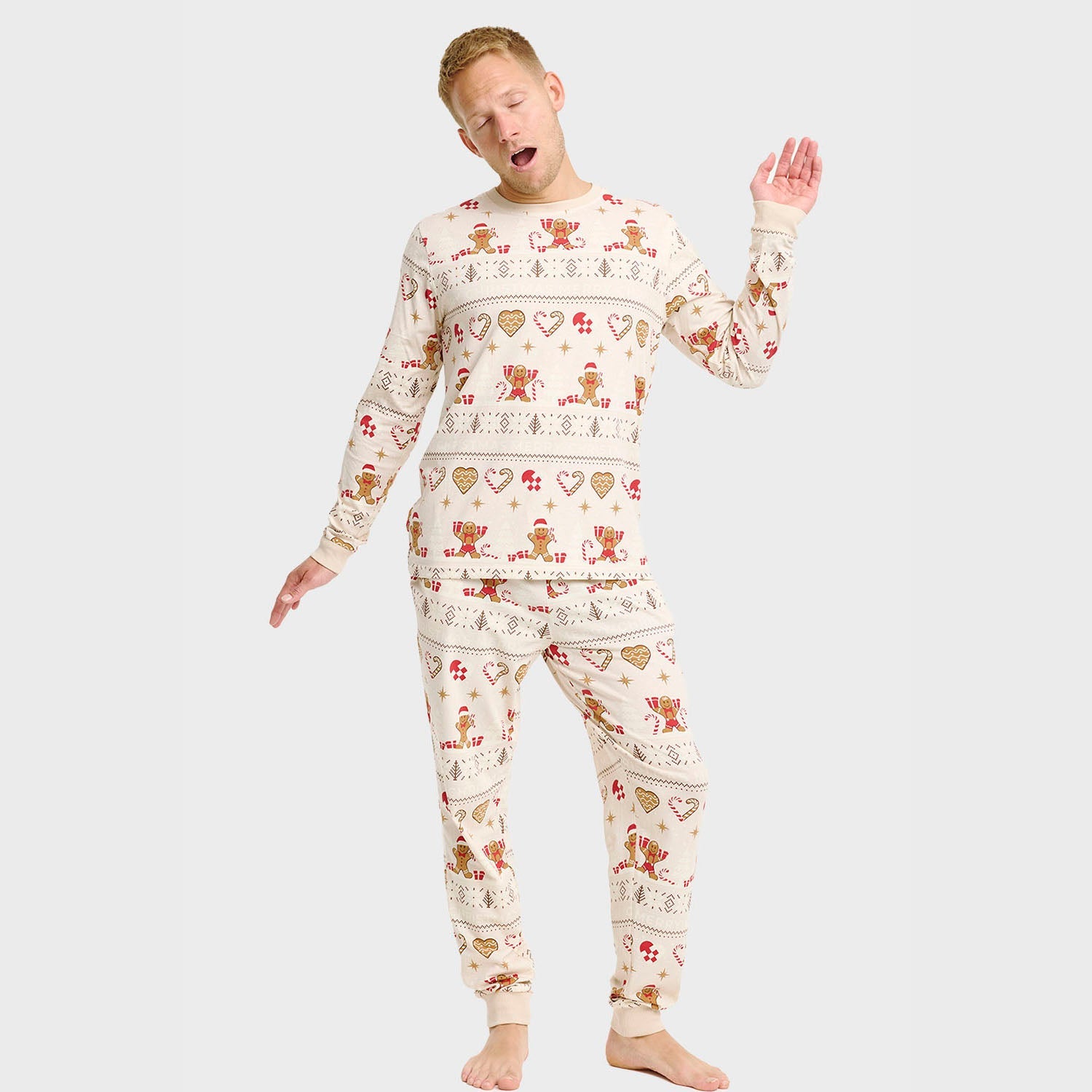Christmas Cookie julpyjamas beige – Herr