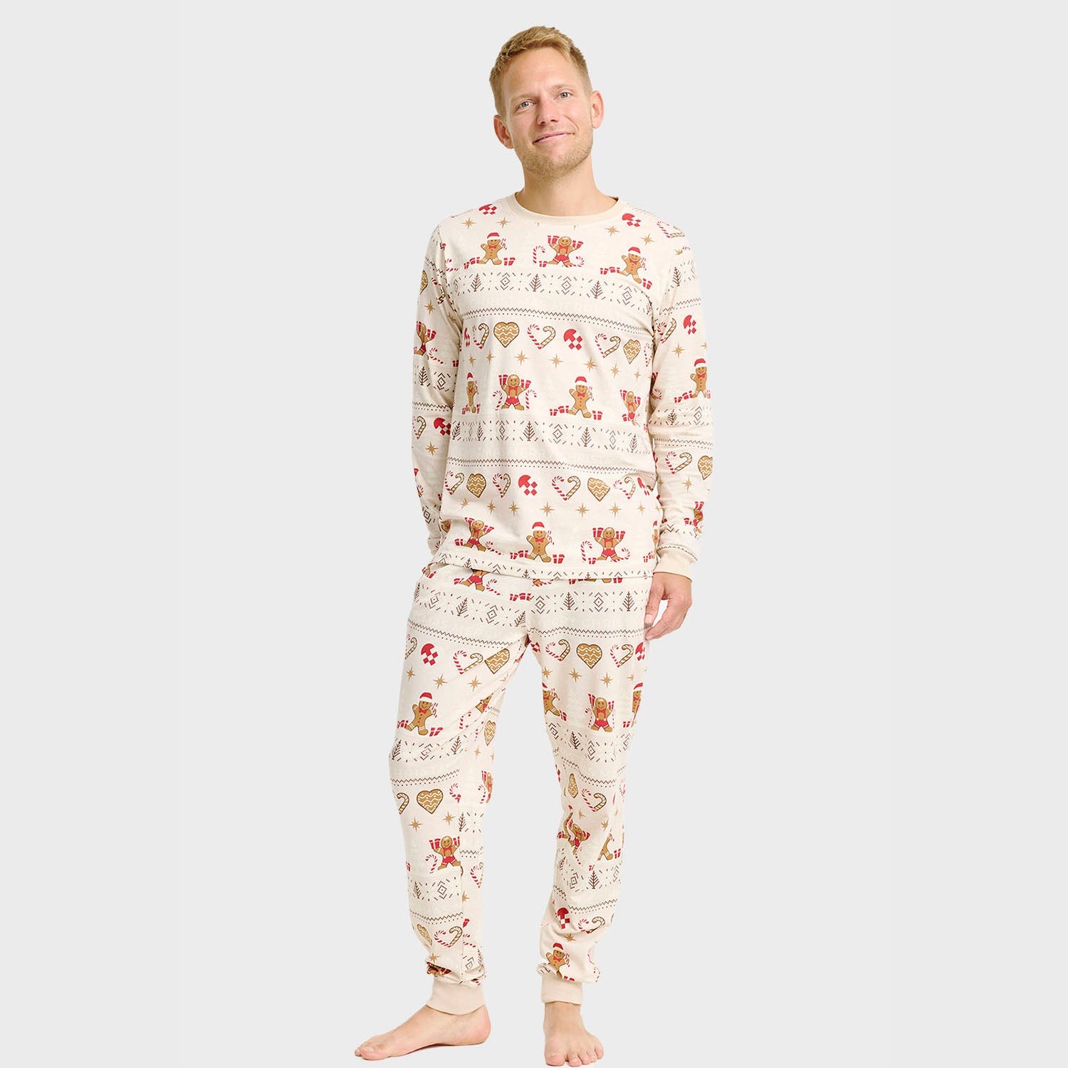 Christmas Cookie julpyjamas beige – Herr
