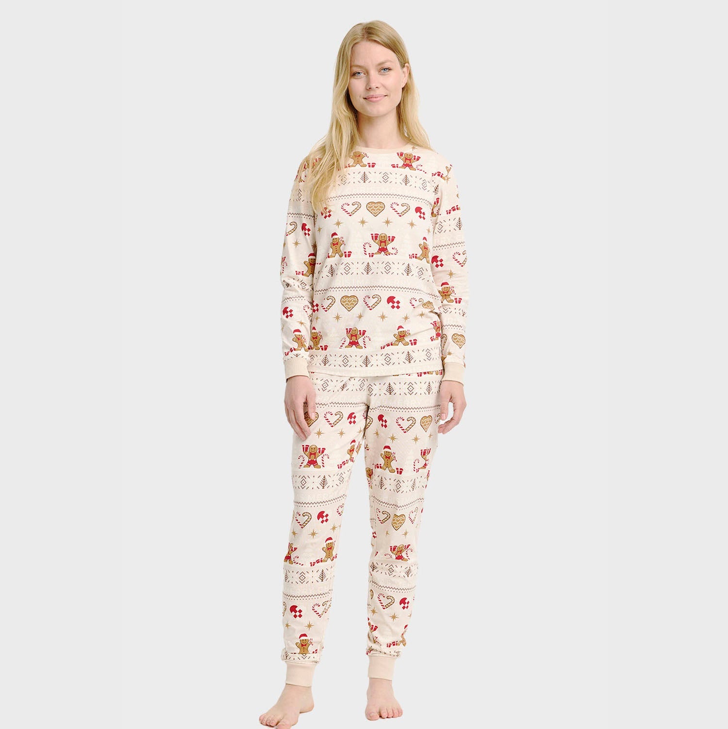 Christmas Cookie julpyjamas beige – Dam