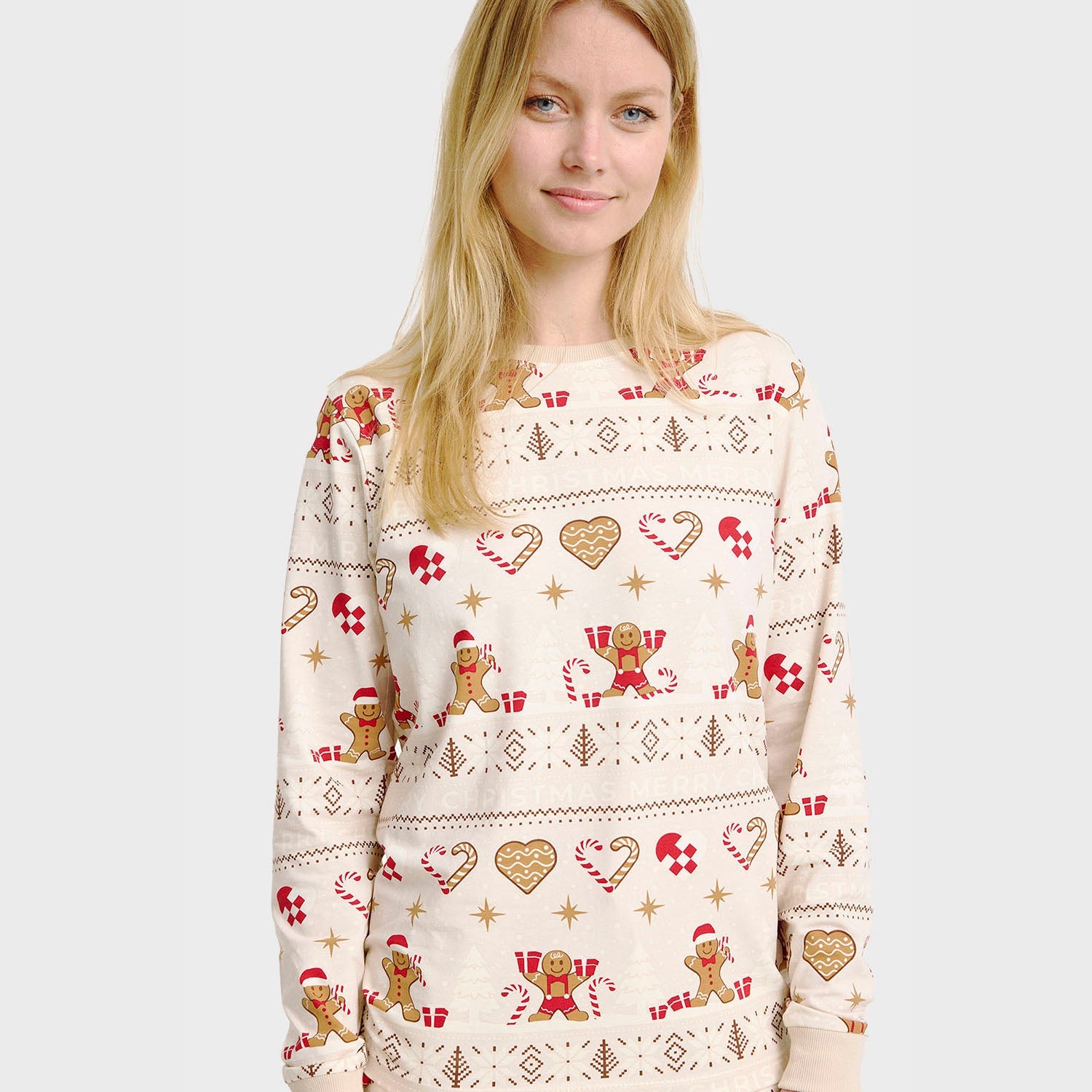 Christmas Cookie julpyjamas beige – Dam