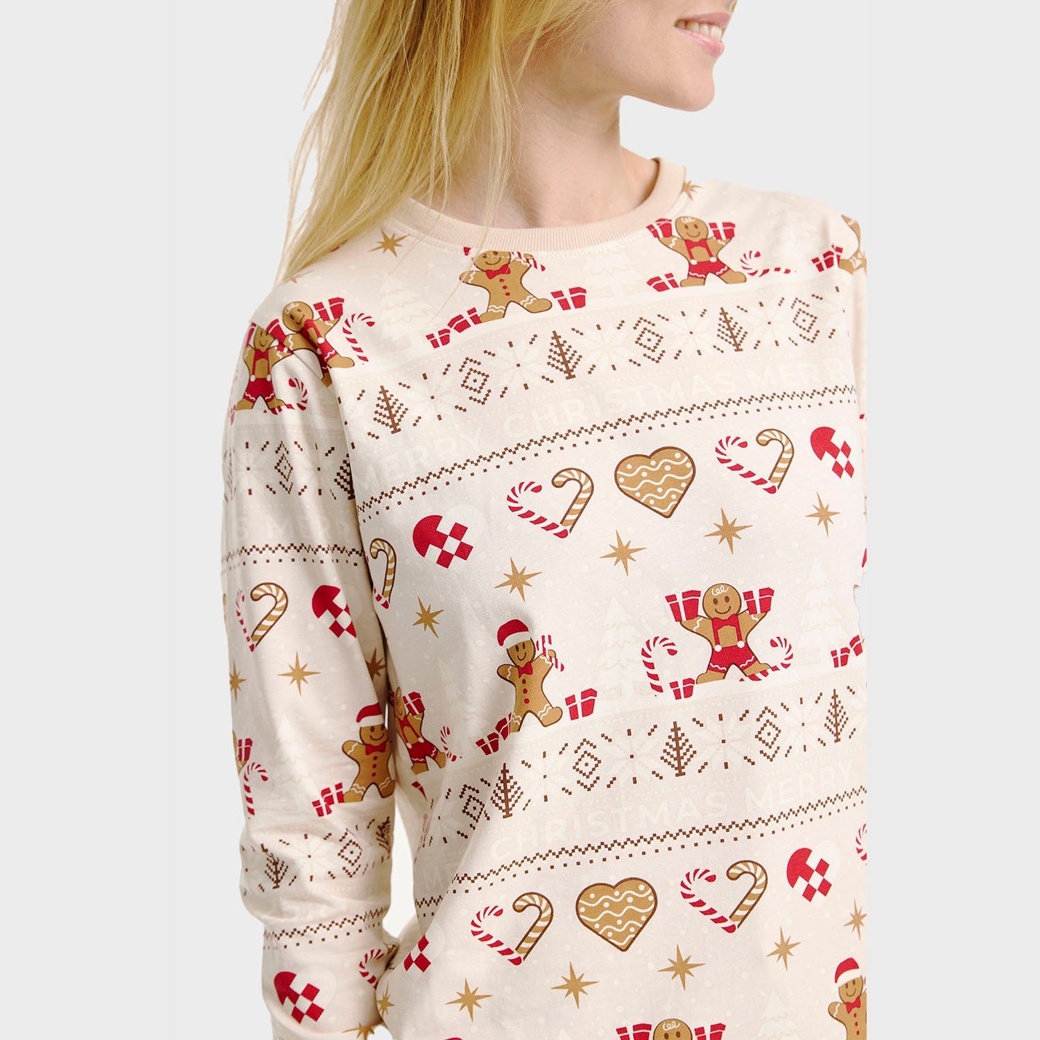 Christmas Cookie julpyjamas beige – Herr