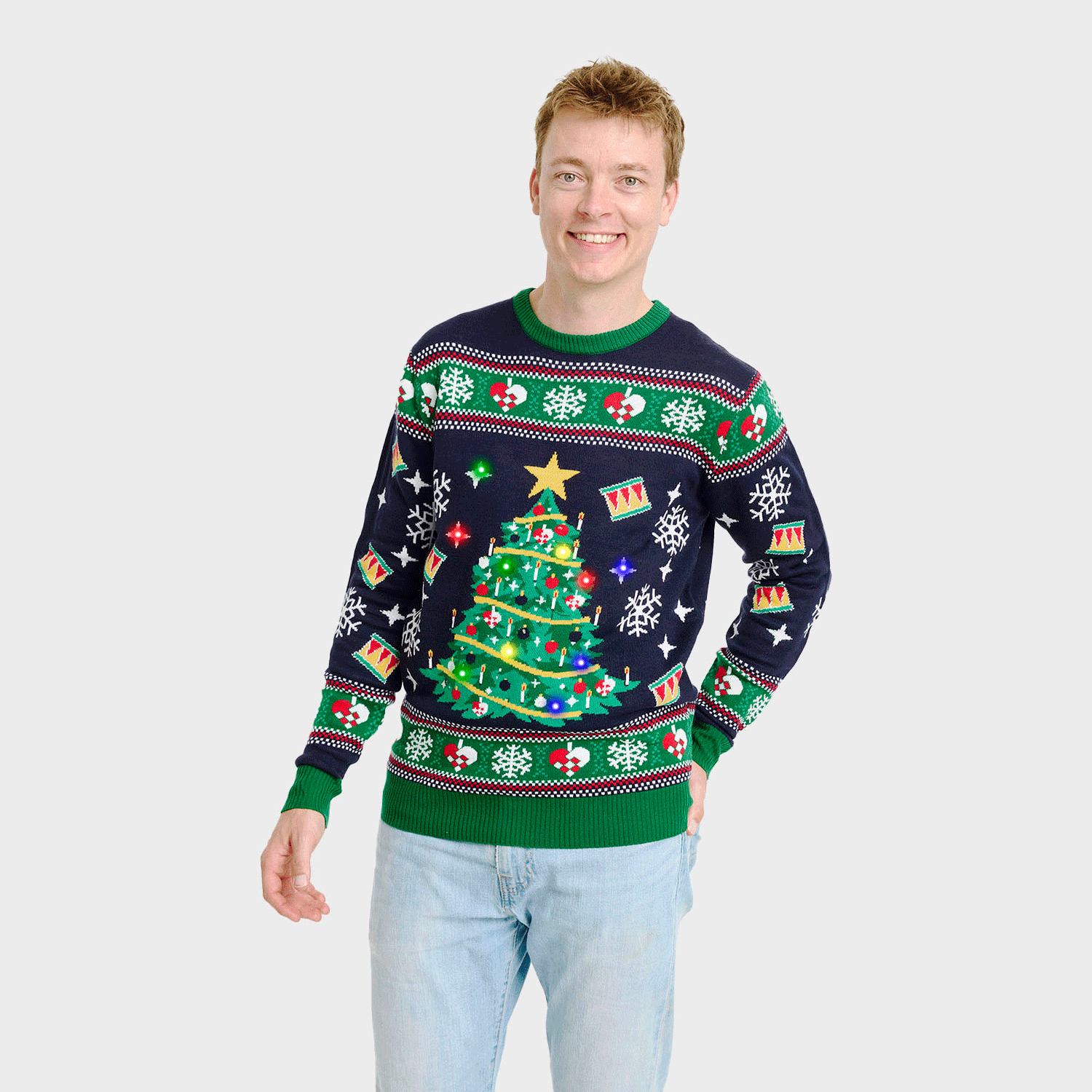 Julgranens Jultröja LED Marinblå - Herr