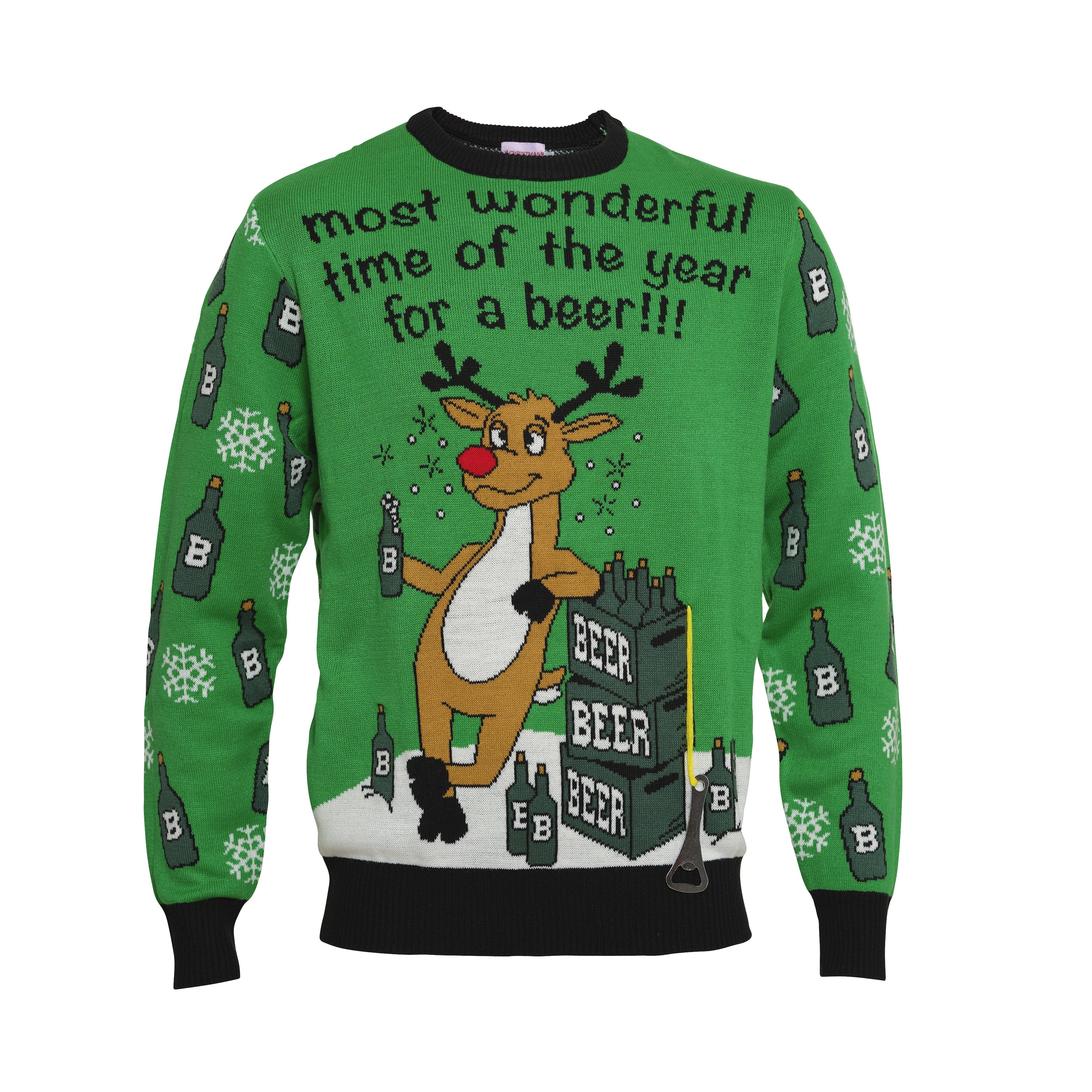 En grön julesweater med citatet 